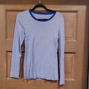 Old Navy Blue and White Striped Long Sleeve Top